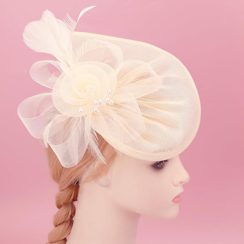 DRESHOW Women Fascinator Hats Tea Party Hat Vintage Pillbox Hat Headband for Cocktail - Image 2